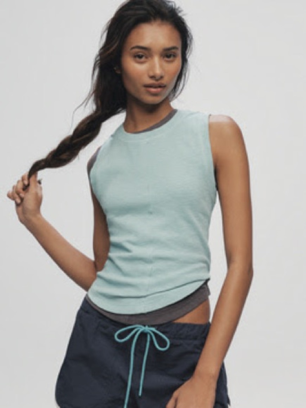 NWOT Anthropologie Pilcro Cotton Center Seam Tank Light Aqua Size Small